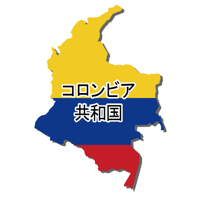 コロンビア共和国無料フリーイラスト｜漢字・立体・国旗付